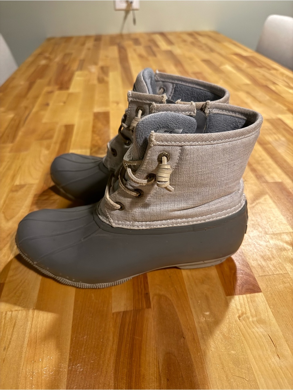 Sperry Women's Grey and Light Tan Waterproof Duck Boots